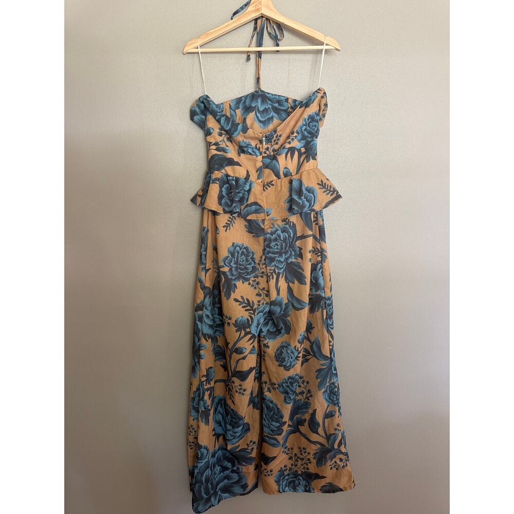 ESPECIA Anthropologie Halter Floral Peplum Jumpsuit Size Small - Picture 7 of 8